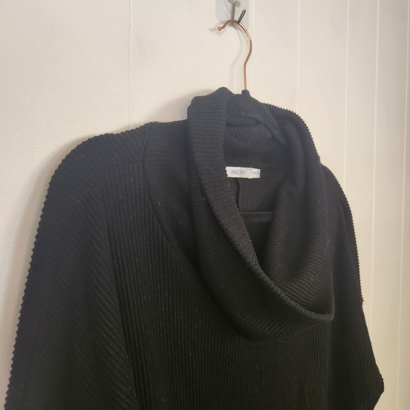 Rickis Black Cowl Neck Ribbed Plush Sweater Size XXL Loungewear Casual - Picture 4 of 9